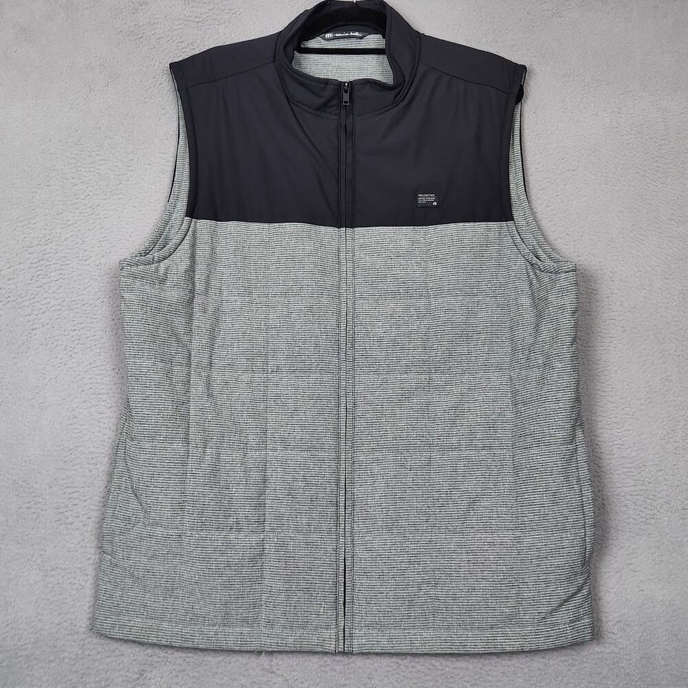 TravisMathew Vest Mens XL Gray Black Quilted Soft Shell Golf Full Zip 1MV276